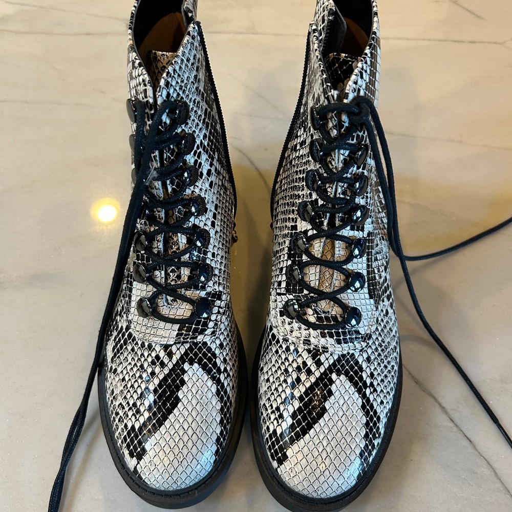 Linea Paolo Trinity Snake Print Combat Boots